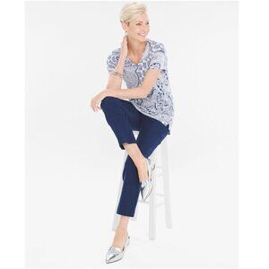 NWT Chico's the So Slimming Crop Serene Stretch Cuffed Pants Starlit Navy XS 2